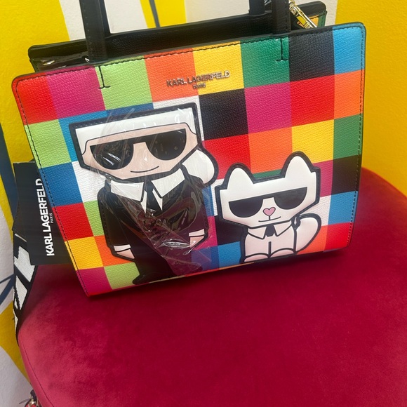 Karl Lagerfeld Maybelle Character Crossbody Bright Colorblock w/coin purse - Picture 5 of 10